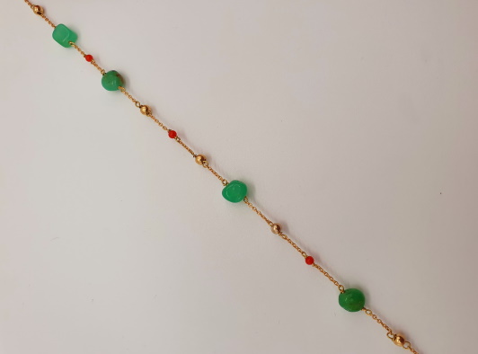 Bracelet marseillais corail, chrysoprase et boules or