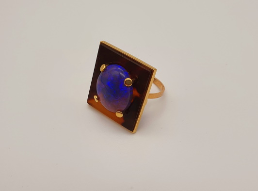 Bague écaille de tortue et opale