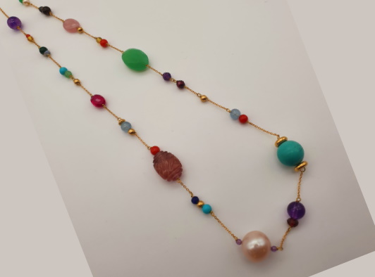 Collier perles multicolores